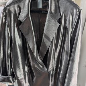 Norma Kamali Shimmering Silver Blazer